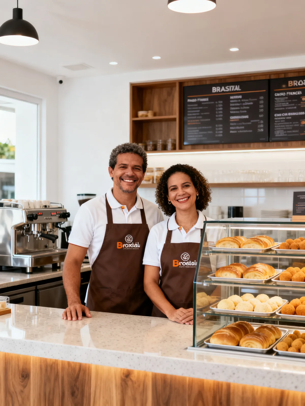 Couple who own a neighborhood bakery behind the counter